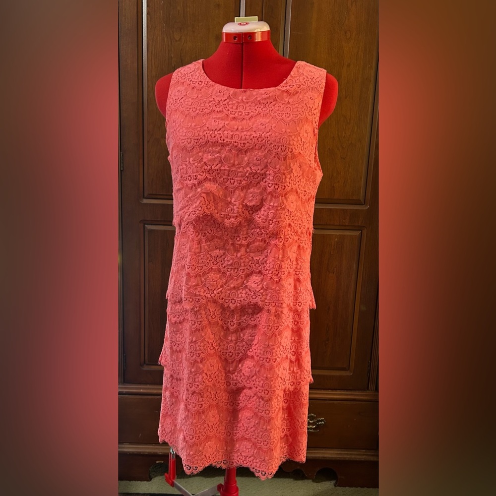Jessica Simpson Coral Pink Lace Trim Dress